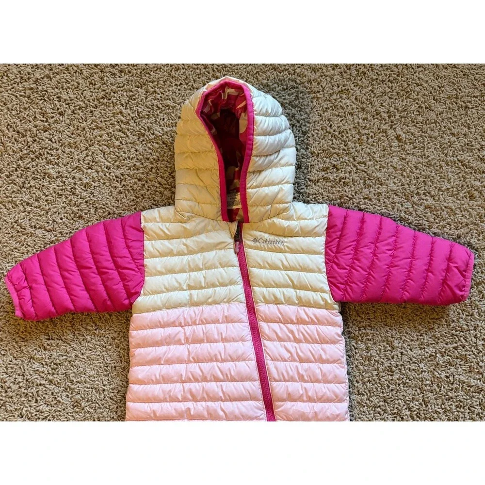 Columbia Infant Powder Lite II Reversible Bunting Snowsuit Girl's 6-12 Mo Pink